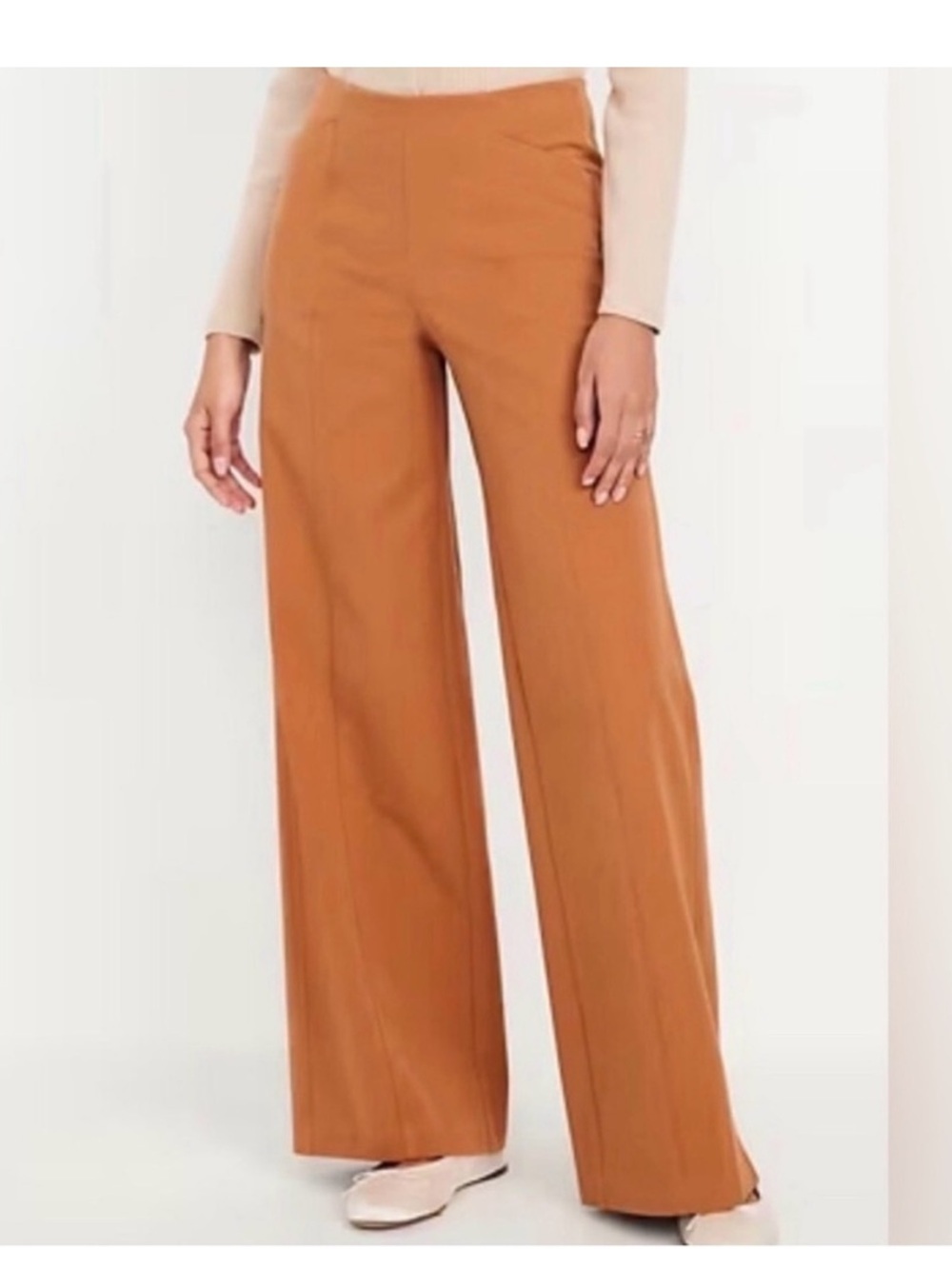 Old Navy high rise pixie wide leg pants pull on trouser size SM rust brown